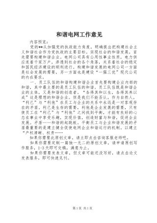 2024年和谐电网工作意见