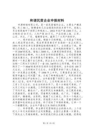 2024年和谐民营企业申报材料
