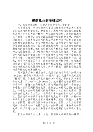 2024年和谐社会的基础结构