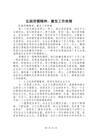 2024年弘扬劳模精神，激发工作热情