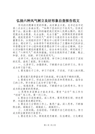 2024年弘扬六种风气树立良好形象自查报告范文