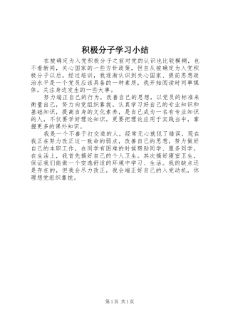 2024年积极分子学习小结