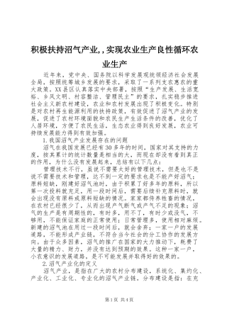 2024年积极扶持沼气产业实现农业生产良性循环农业生产