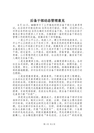 2024年后备干部动态管理意见