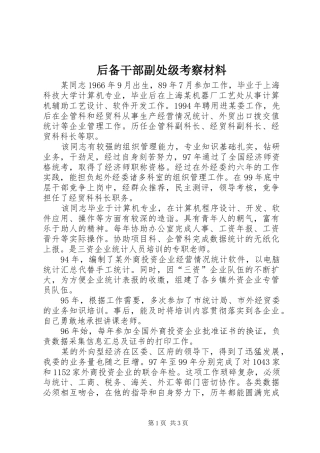 2024年后备干部副处级考察材料
