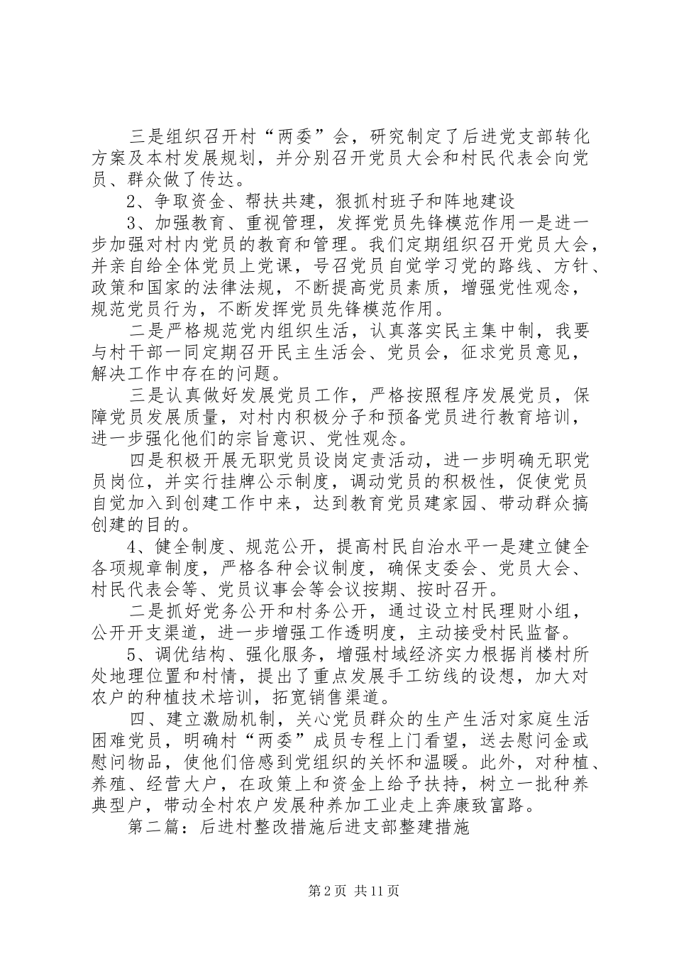 2024年后进村党支部整改措施_第2页