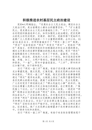 2024年积极推进农村基层民主政治建设
