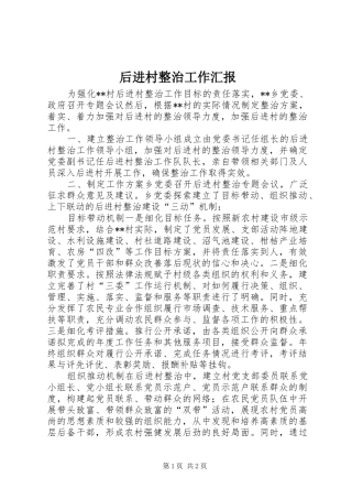 2024年后进村整治工作汇报