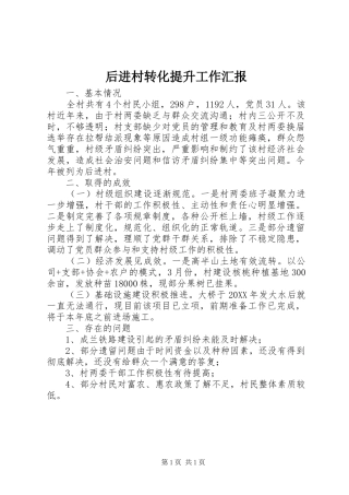2024年后进村转化提升工作汇报