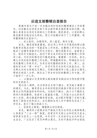 2024年后进支部整顿自查报告