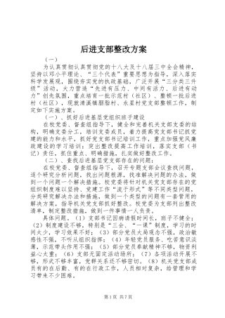 2024年后进支部整改方案