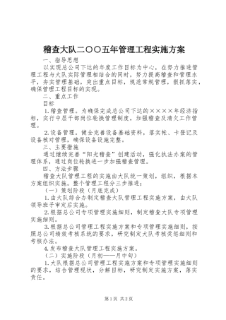 2024年稽查大队二五年管理工程实施方案