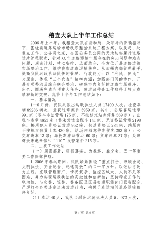 2024年稽查大队上半年工作总结