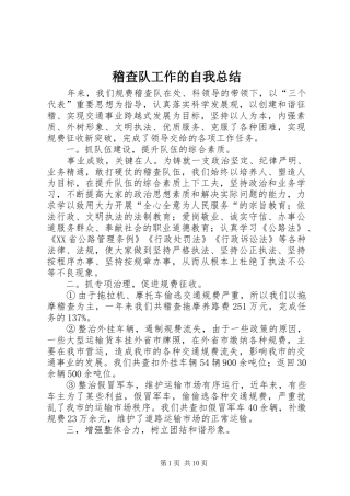 2024年稽查队工作的自我总结