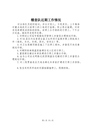 2024年稽查队近期工作情况