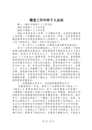 2024年稽查工作年终个人总结