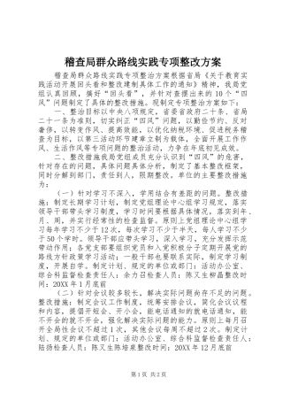 2024年稽查局群众路线实践专项整改方案