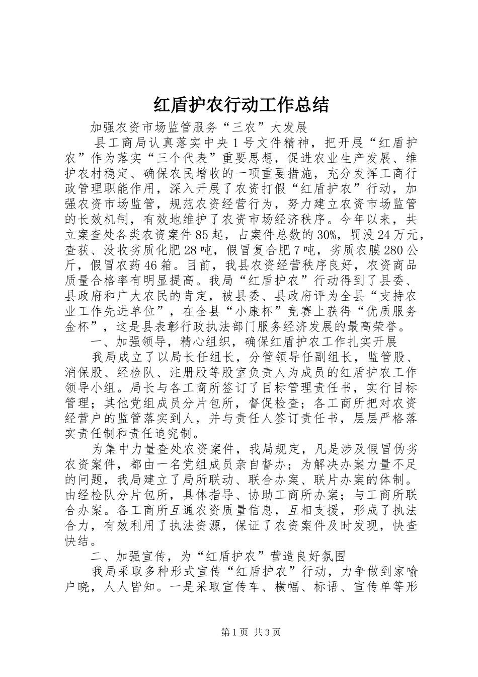 2024年红盾护农行动工作总结_第1页