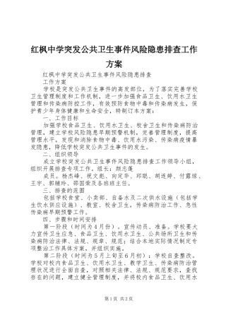 2024年红枫中学突发公共卫生事件风险隐患排查工作方案