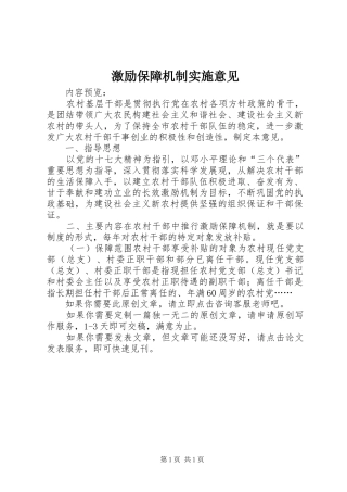 2024年激励保障机制实施意见