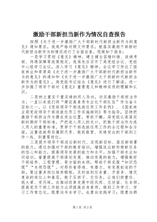 2024年激励干部新担当新作为情况自查报告