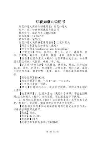 2024年红花如意丸说明书
