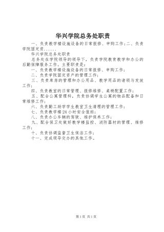 2024年华兴学院总务处职责