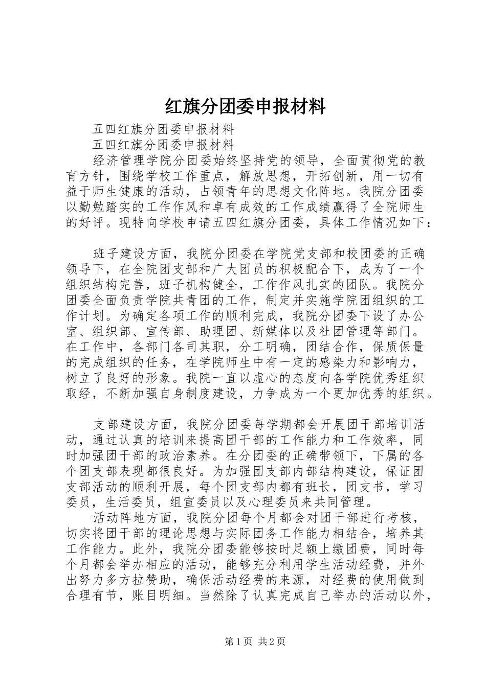 2024年红旗分团委申报材料_第1页