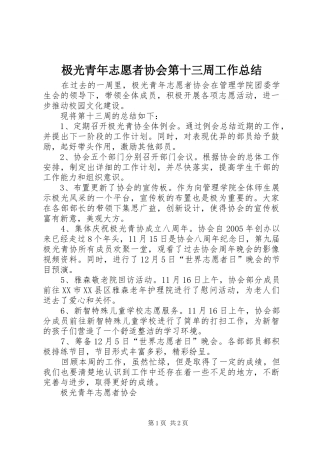 2024年极光青年志愿者协会第十三周工作总结