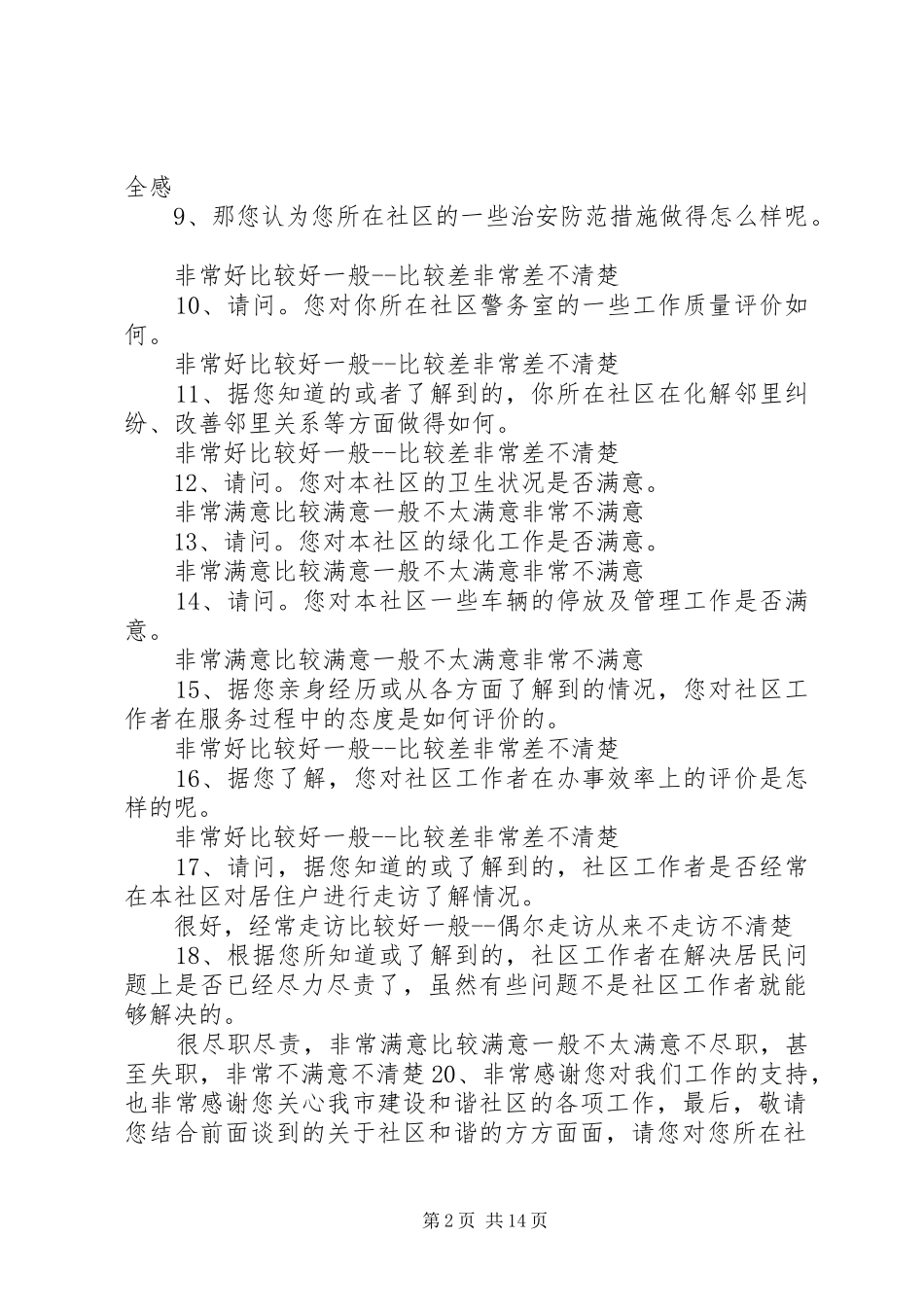 2024年红旗社区居民满意度调查问卷_第2页