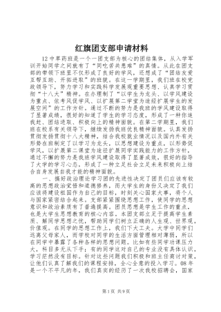 2024年红旗团支部申请材料