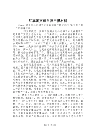 2024年红旗团支部自荐申报材料