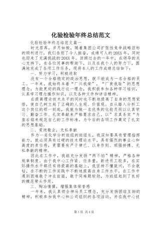 2024年化验检验年终总结范文