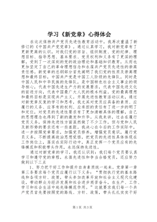 2024年学习新党章心得体会