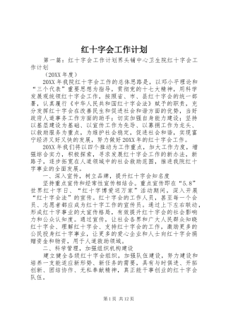2024年红十字会工作计划