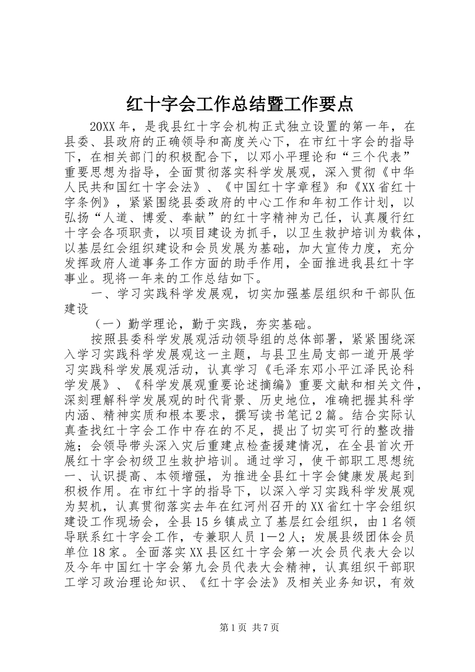 2024年红十字会工作总结暨工作要点_第1页