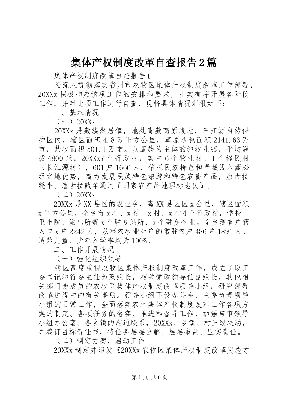 2024年集体产权制度改革自查报告篇_第1页