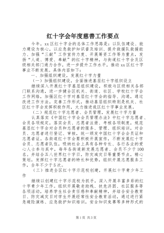 2024年红十字会年度慈善工作要点