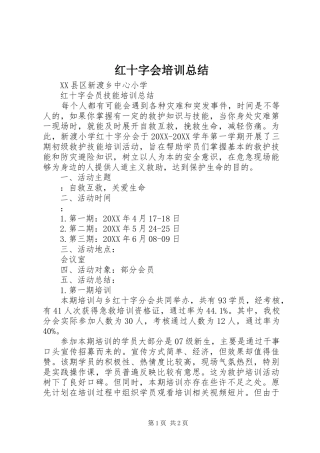 2024年红十字会培训总结