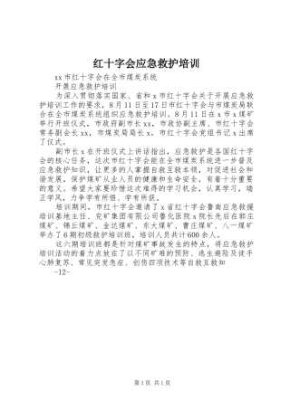 2024年红十字会应急救护培训