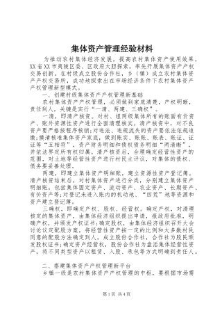 2024年集体资产管理经验材料