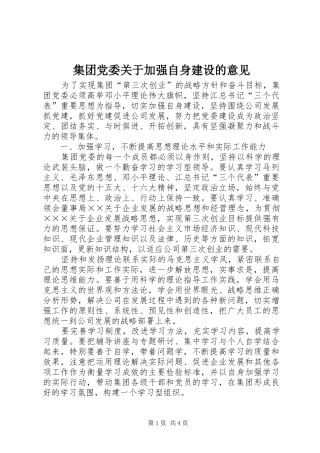 2024年集团党委关于加强自身建设的意见