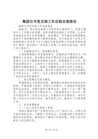 2024年集团公司党支部工作自检自查报告