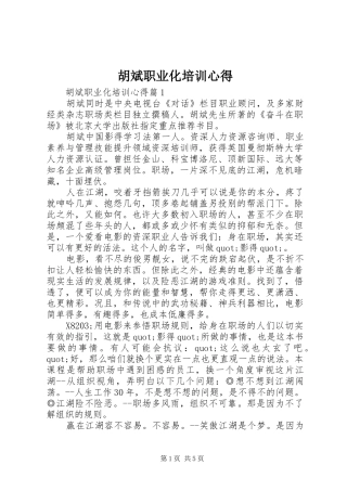 2024年胡斌职业化培训心得