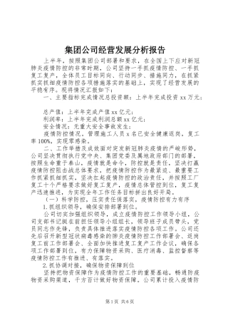 2024年集团公司经营发展分析报告