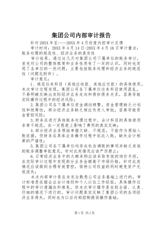 2024年集团公司内部审计报告