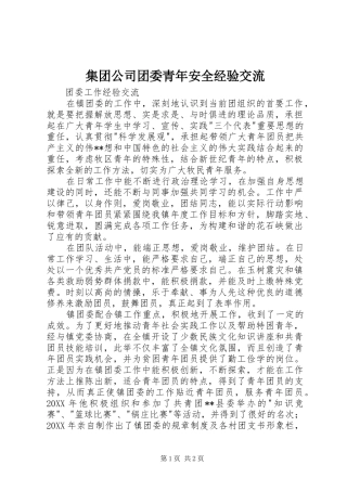 2024年集团公司团委青年安全经验交流