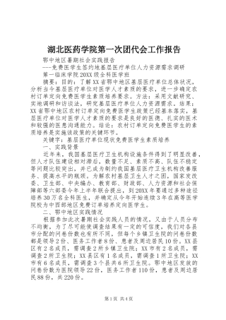 2024年湖北医药学院第一次团代会工作报告