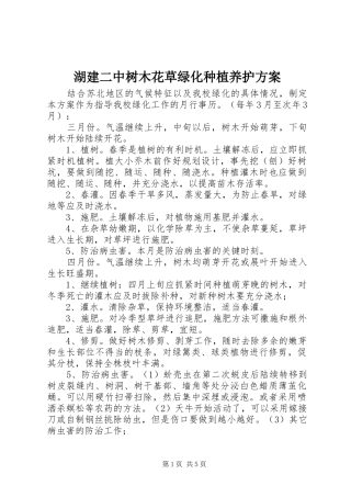 2024年湖建二中树木花草绿化种植养护方案