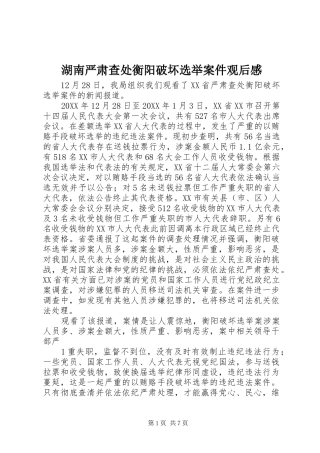 2024年湖南严肃查处衡阳破坏选举案件观后感